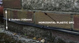 Damp Proof Course indicating 6 inches from damp proof course to ground level