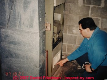 Photograph of unsafe basement reuturn air grille